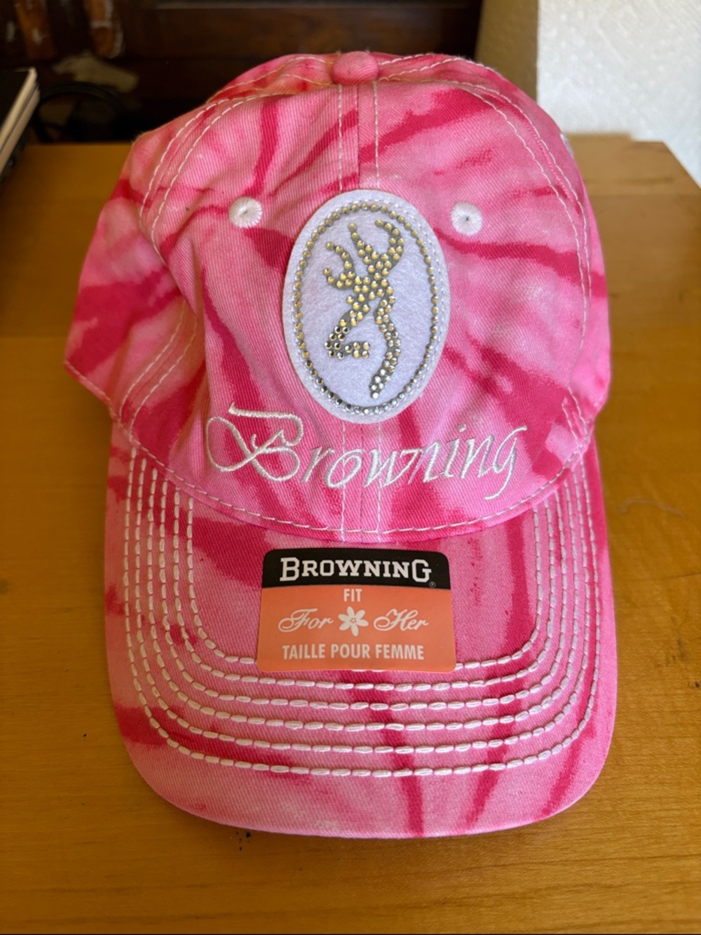 Browning Pink Tie-Dye Cap with Crystal Buckmark Accent